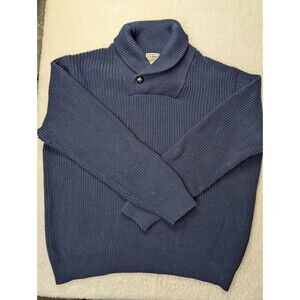 LL Bean Mens Sweater Size XXL-Reg Dark Blue Shawl Collar Fisherman Classic